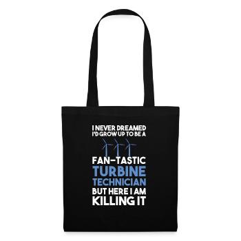 Wind turbine technician wind farm wind power - Tote Bag - black - Front
