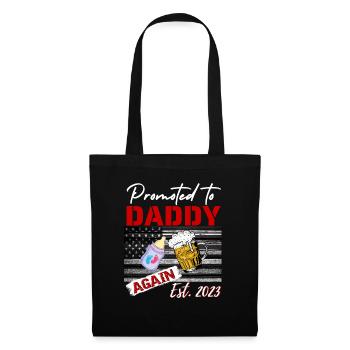 Promoted to Daddy Again 2023 Gender Reveal Beer - Stoffbeutel - Schwarz - Vorne