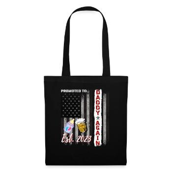 Promoted to Daddy Again 2023 Funny Dad Beer Flag - Stoffbeutel - Schwarz - Vorne