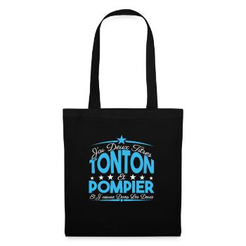 J'ai deux titres tonton et pompier. Cadeau tonton. - Sac en tissu - noir - Devant