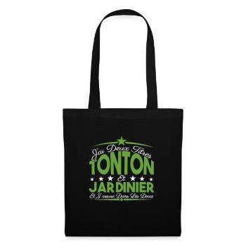 J'ai deux titres tonton et Jardinier Cadeau tonton - Sac en tissu - noir - Devant