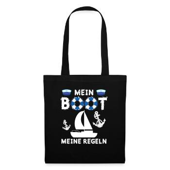 Mein Boot Meine Regeln Segeln Bootbesitzer - Stoffbeutel - Schwarz - Vorne