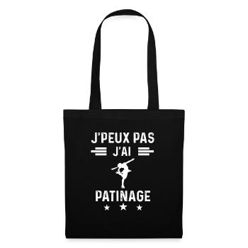 je peux pas j'ai patinage sport femme cadeau - Sac en tissu - noir - Devant