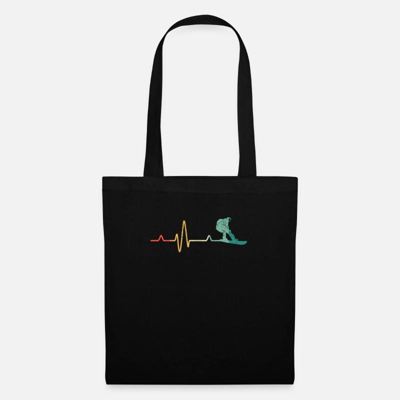 Snowboard Pulse Snowboarder Mountains Snowboarding - Tote Bag - black