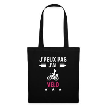 je peux pas j'ai vélo cyclisme drôle femme - Sac en tissu - noir - Devant
