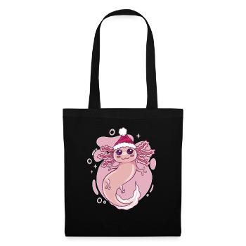 Axolotl Noël - Design festif mignon - Sac en tissu - noir - Devant