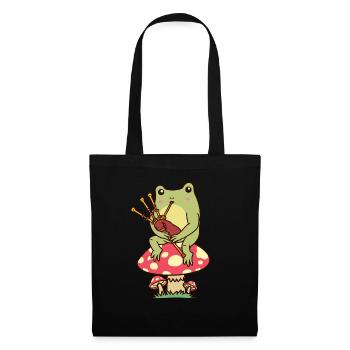 Grenouille sur un champignon Cornemuse - Sac en tissu - noir - Devant