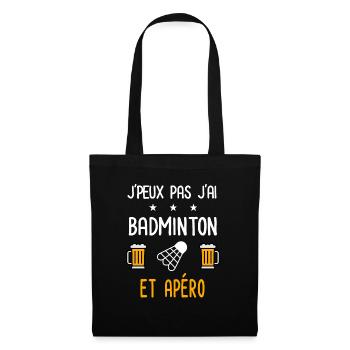 je peux pas j'ai badminton apéro - Sac en tissu - noir - Devant
