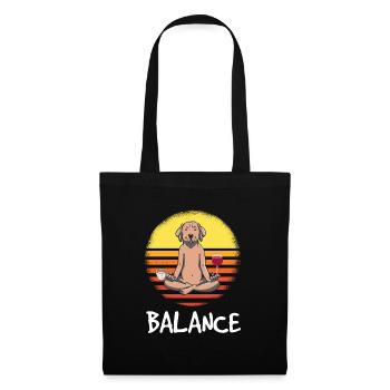 Retro Yoga Hunde Design - Balance Wein & Kaffee - Stoffbeutel - Schwarz - Vorne