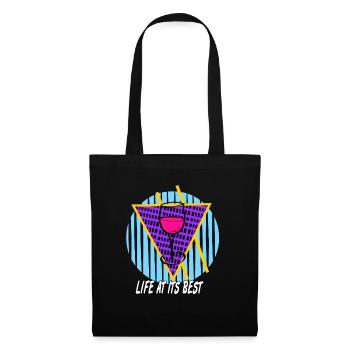 Life At Its Best Retro Wine Lover Vapor Wave - Stoffbeutel - Schwarz - Vorne