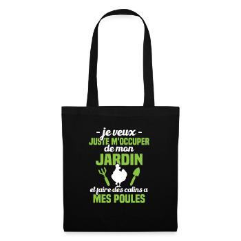M'occuper de mon jardin, Cadeau jardinier poules - Sac en tissu - noir - Devant