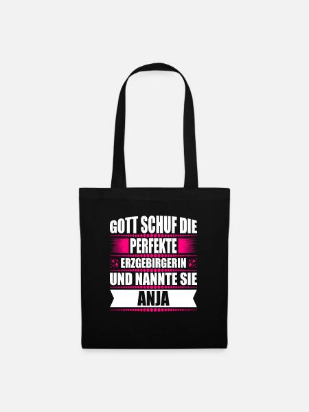 Erzgebirge Frau Namen Sachsen Anja - Stoffbeutel - Schwarz