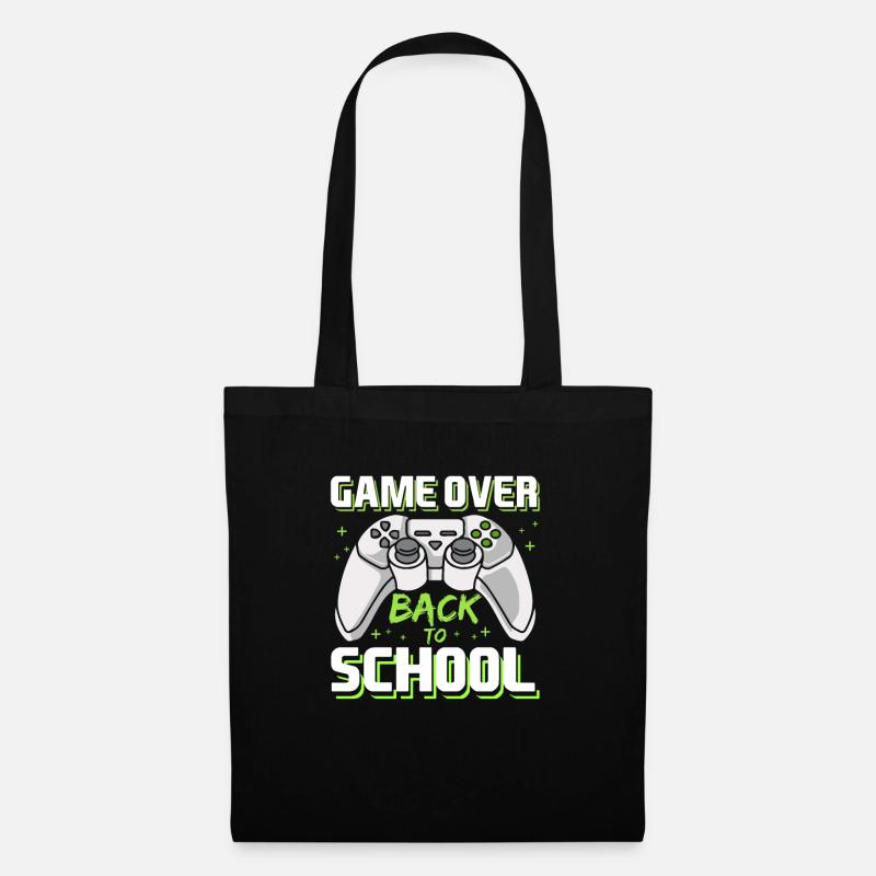 Schulstart Game Over Gaming Erster Schultag - Stoffbeutel - Schwarz