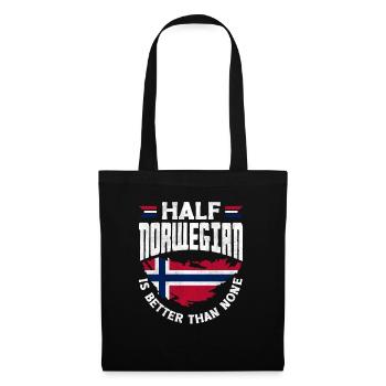 Drapeau de la Norvège La moitié norvégienne vaut mieux que rien - Sac en tissu - noir - Devant