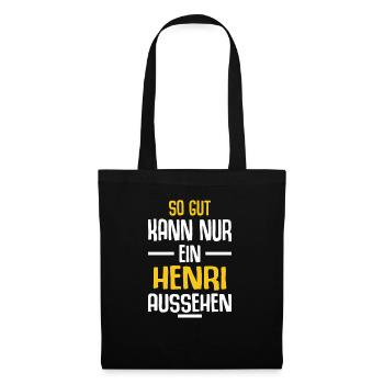 Henri Vorname Name Geburtstag - Stoffbeutel - Schwarz - Vorne