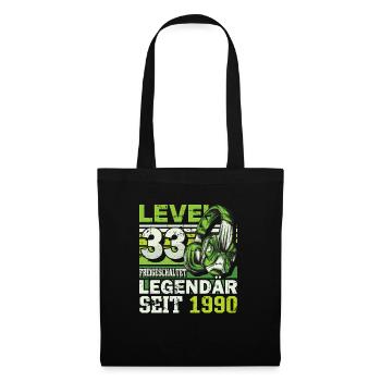 Level 33 freigeschaltet legendär seit 1990 - Stoffbeutel - Schwarz - Vorne