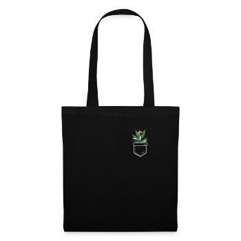 Pflanze in der Tasche Strelizie in Brusttasche - Stoffbeutel - Schwarz - Vorne