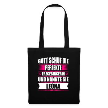 Erzgebirge Frau Namen Sachsen Leona - Stoffbeutel - Schwarz - Vorne