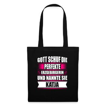 Erzgebirge Frau Namen Sachsen Katja - Stoffbeutel - Schwarz - Vorne