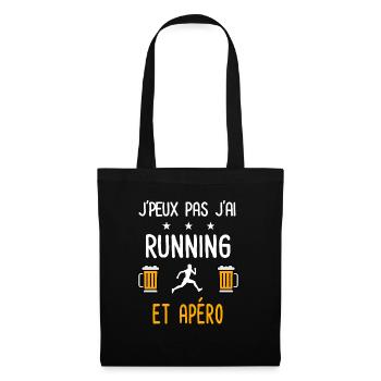 je peux pas j'ai running courir apéro - Sac en tissu - noir - Devant