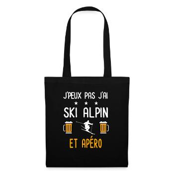 je peux pas j'ai ski alpin skieur apéro - Sac en tissu - noir - Devant