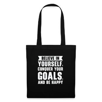 Goal Life Quotes Happy Positive Message - Tote Bag - black - Front