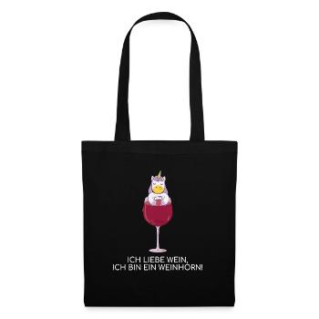 Einhorn WEINHORN Weintrinker Wein - Stoffbeutel - Schwarz - Vorne