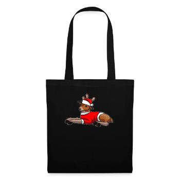 Reh Weihnachtsmütze - Stoffbeutel - Schwarz - Vorne