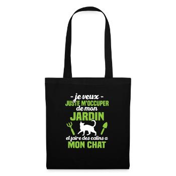 M'occuper de mon jardin - Cadeau jardinier chat - Sac en tissu - noir - Devant