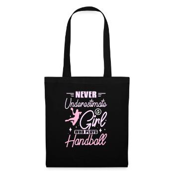 Never underastemate a girl who plyas handball - Stoffbeutel - Schwarz - Vorne