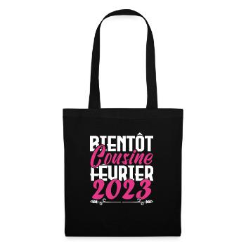 Annonce grossesse. bientôt Cousine février 2023. - Sac en tissu - noir - Devant