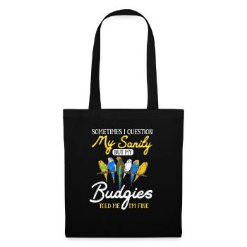 Budgerigar Perruche Oiseau Cadeau pour animaux de compagnie - Sac en tissu - noir - Devant
