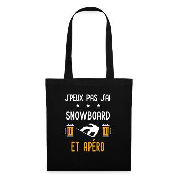 je peux pas j'ai snowboard apéro - Sac en tissu - noir - Devant