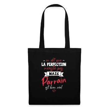 on dit que la perfection n'existe pas mais parrain - Sac en tissu - noir - Devant