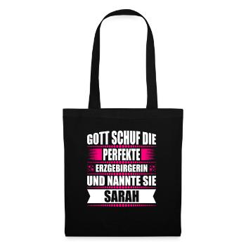 Erzgebirge Frau Namen Sachsen Sarah - Stoffbeutel - Schwarz - Vorne
