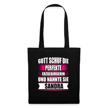 Erzgebirge Frau Namen Sachsen Sandra - Stoffbeutel - Schwarz - Vorne
