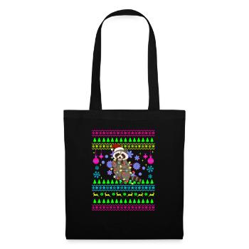 Funny Christmas Outfit Ugly Christmas Raccoon - Tote Bag - black - Front