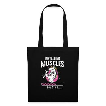 Installing Muscles Loading Workout Gym Unicorn - Stoffbeutel - Schwarz - Vorne