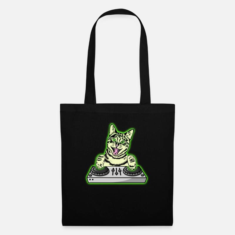 DJ Cat Techno Kitten EDM Dance Music Cat - Stoffbeutel - Schwarz
