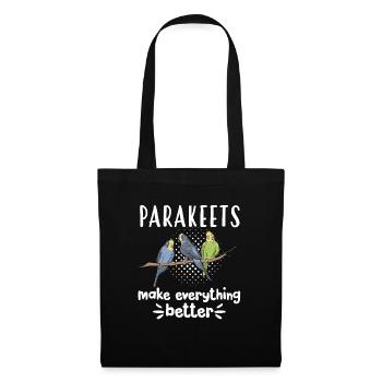 Budgerigar Perruche Oiseau Cadeau pour animaux de compagnie - Sac en tissu - noir - Devant