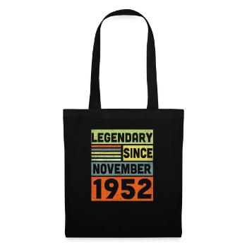 Legendary Since November 1952 70. Geburtstag - Stoffbeutel - Schwarz - Vorne