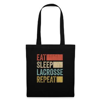 Retro Eat Sleep Lacrosse Repeat Lacrosse - Stoffbeutel - Schwarz - Vorne