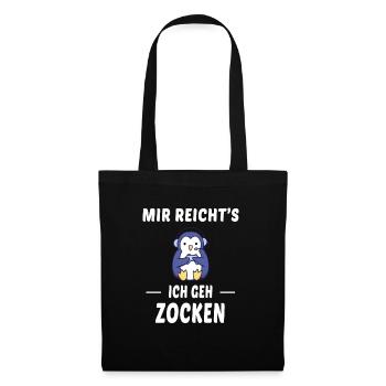 Zocken Pinguin Spruch Geschenk - Stoffbeutel - Schwarz - Vorne