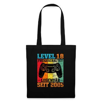 Gaming Geburtstag 2005 Level 18 - Stoffbeutel - Schwarz - Vorne