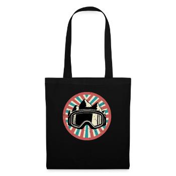 Ski goggles with mountains and vintage background - Tote Bag - black - Front
