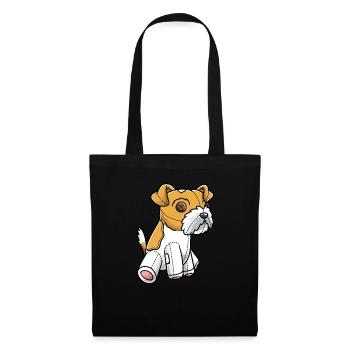 Kromfohrländer Hund Kuscheltier - Stoffbeutel - Schwarz - Vorne