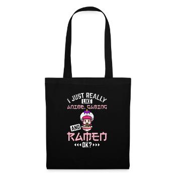 Anime Gaming Ramen Anime Girl Women Kawaii Japanes - Stoffbeutel - Schwarz - Vorne