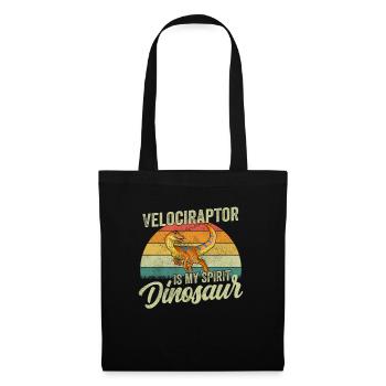 Velociraptor Dinosaurier Kinder Dino Geschenk - Stoffbeutel - Schwarz - Vorne