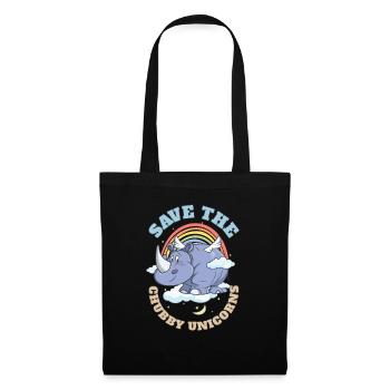 Save The Chubby Unicorns Cute Rhinoceros - Stoffbeutel - Schwarz - Vorne