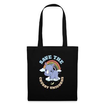 Save The Chubby Unicorns Cute Rhinoceros - Stoffbeutel - Schwarz - Vorne